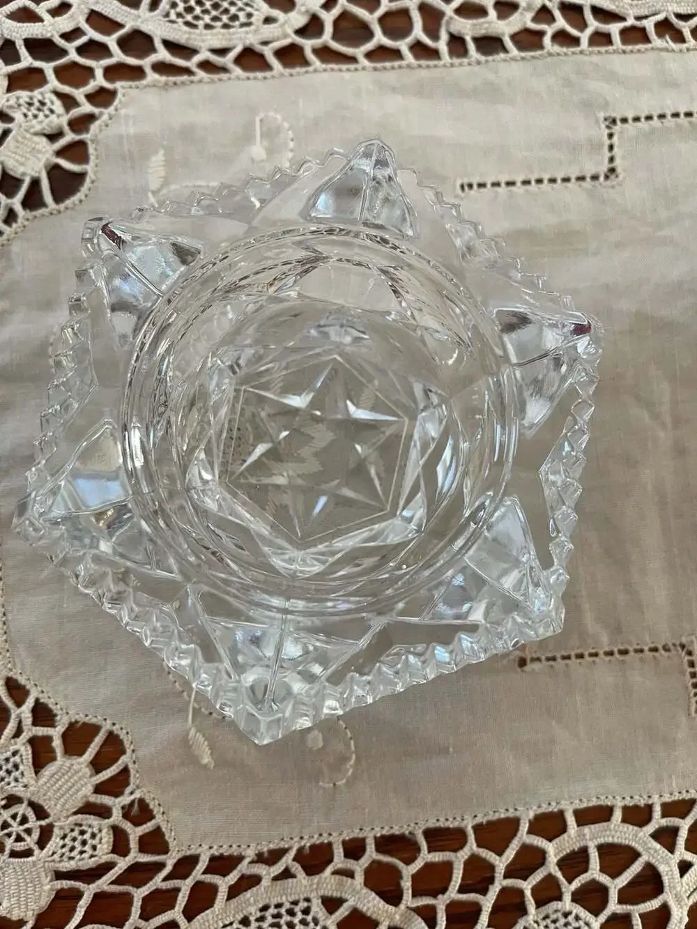 Cristal D'Arques Lead Crystal Hexagonal Votive Candle Holder / Open Salt Cellar